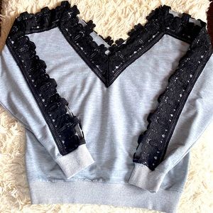 Grey & Black Lace Sweater from SHEIN
